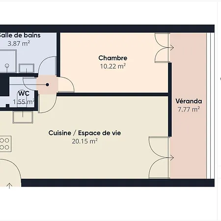 200m De La - Pour 4 Avec Balcon
